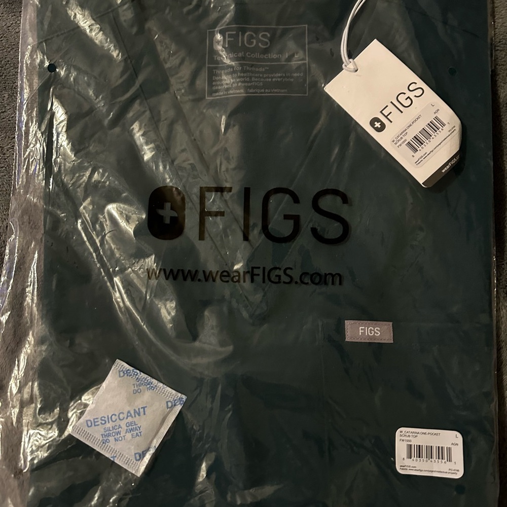 Figs Catarina Scrub Top, Large, Forest Green